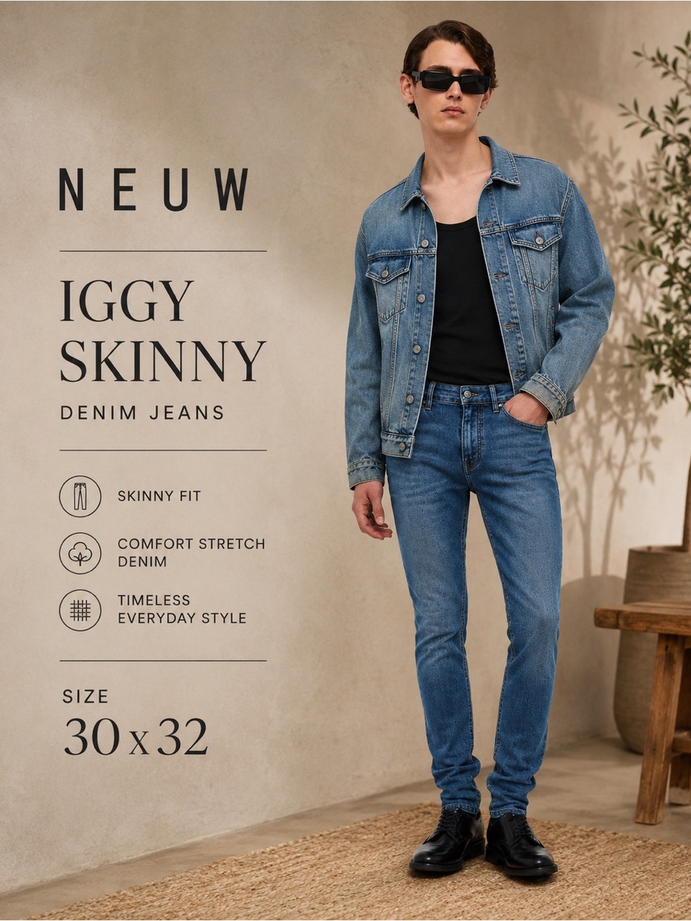 NEUW Iggy Skinny Jeans Men’s 30x32 Medium Wash Stretch Denim